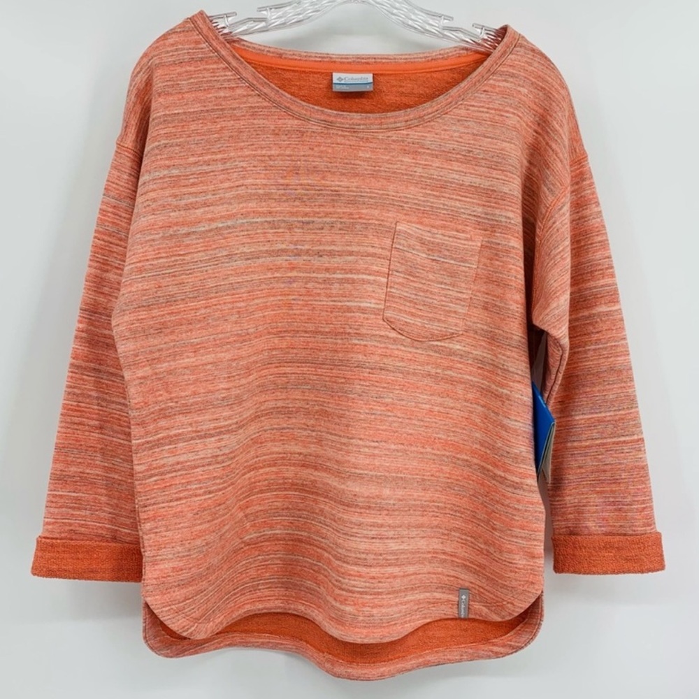 Columbia NWT Cotton Blend Orange French Terry Sweatshirt, Size S